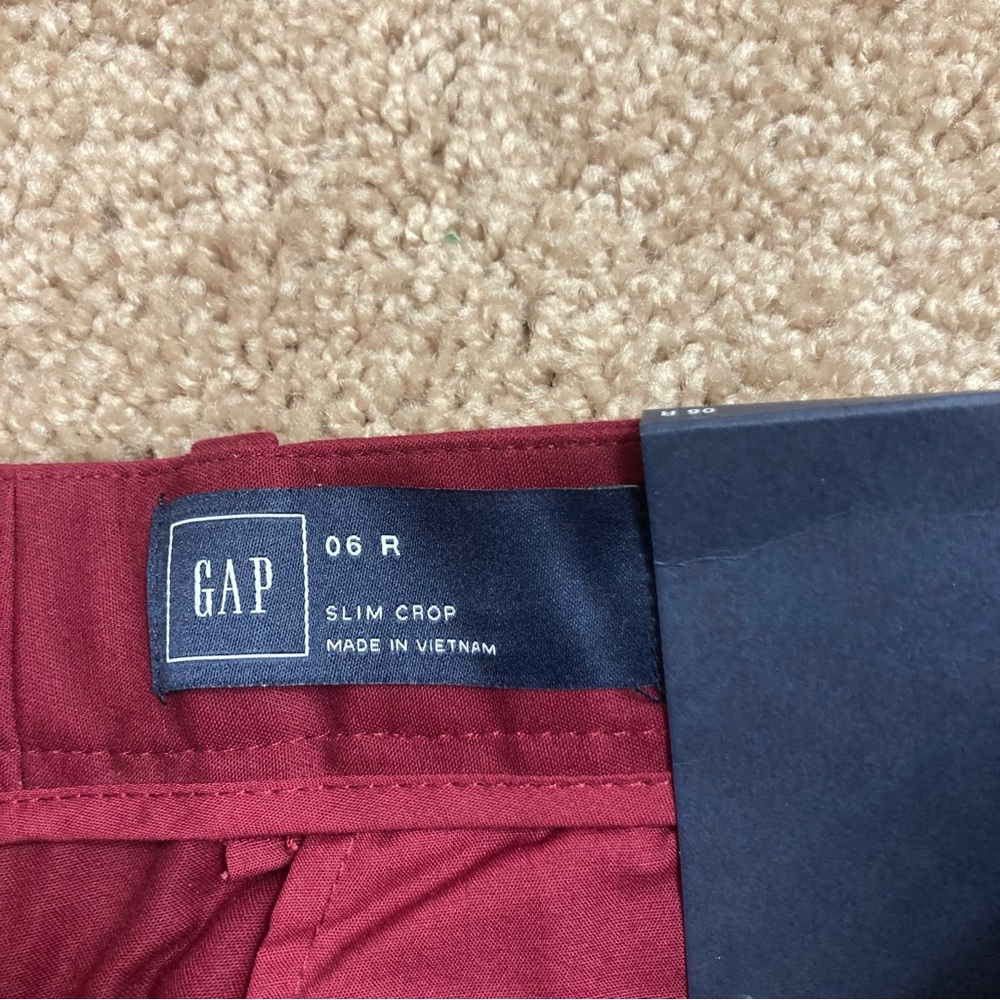 GAP FORMAL/WORK PANTS WOMENS Size 06 R Slim Crop Color Maroon Zipper Pockets NWT - Picture 8 of 16